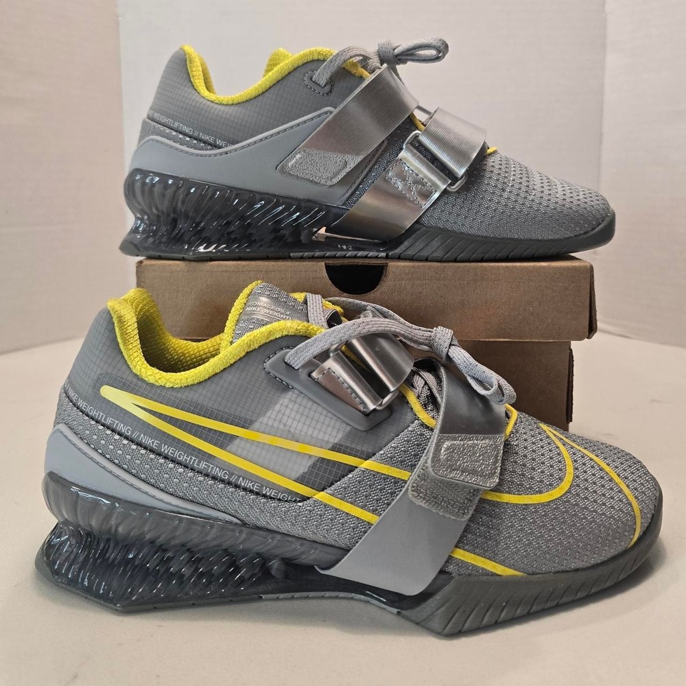Nike Romaleos 4 Weightlifting Shoes Gray Yellow CD3463-002 Men's size 6.5 US